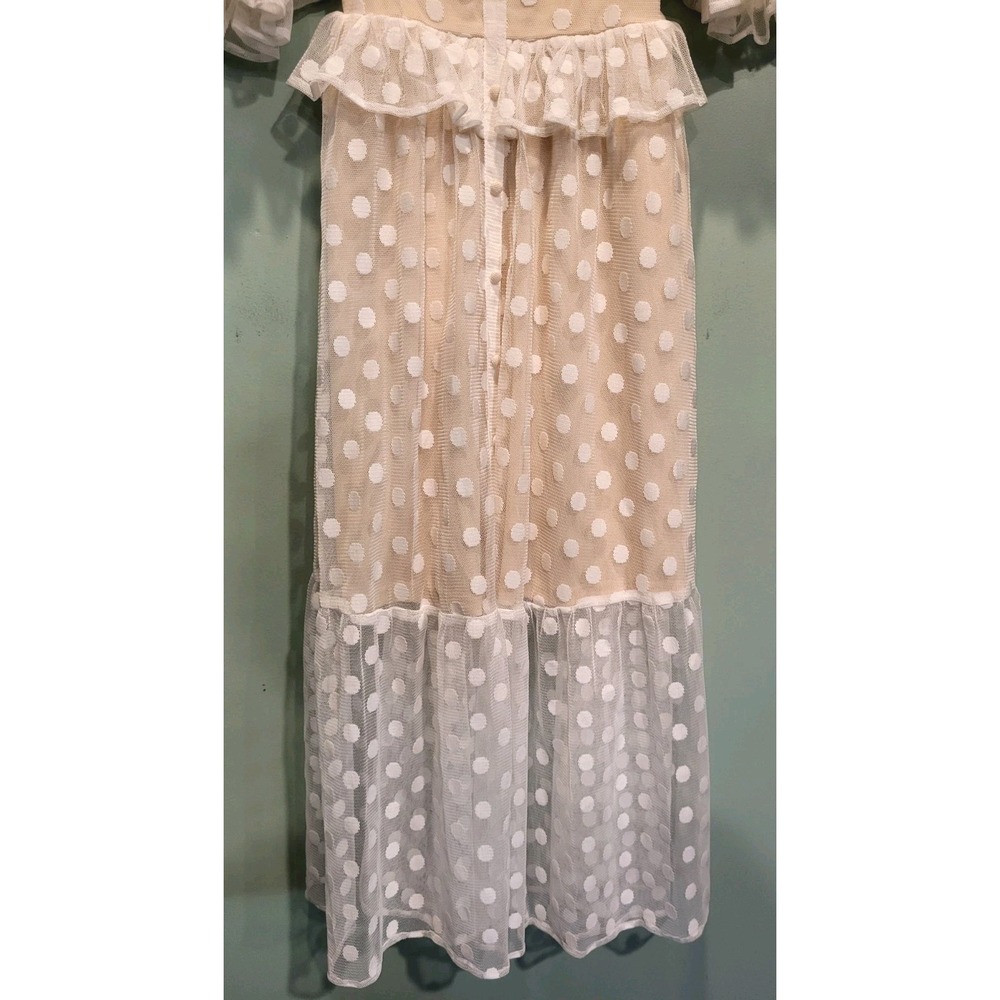 Vici Cream and White Polka Dot Midi Dress - Picture 3 of 10